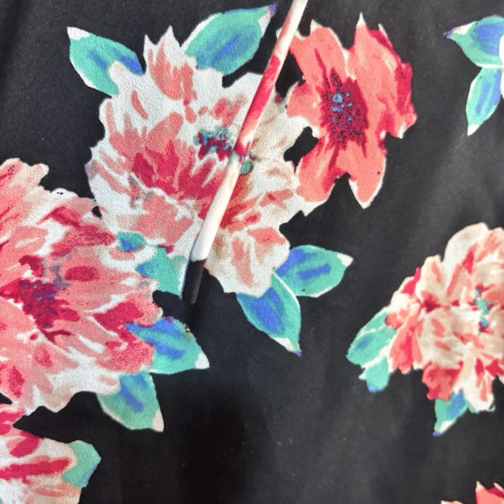 Ellen Tracy Floral Pink Rose Career Blouse Top Shirt Long Sleeve Tie Top Size L - Picture 14 of 14